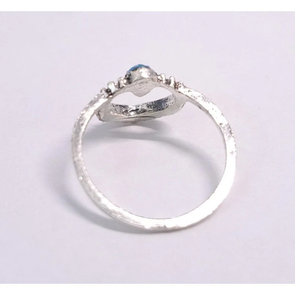 New Heart Ring Size 5.5 Silver Tone Blue Stone Fashion Jewelry Midi Pinky Kiddie